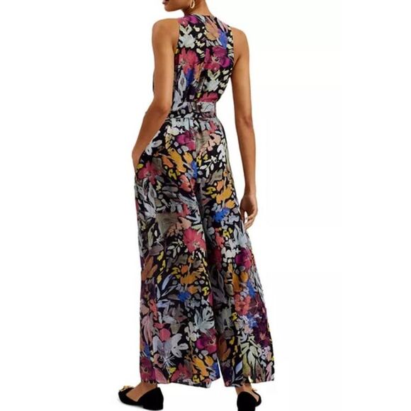 Ted Baker Abstract Print Pleated Neck Jumpsuit - Picture 3 of 11